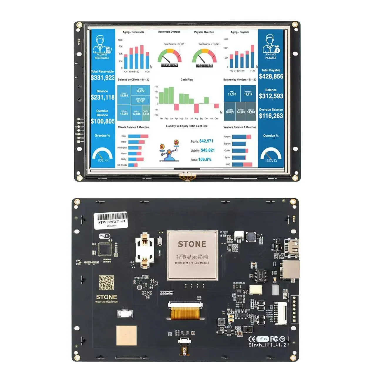 

8" SCBRHMI Enhanced HMI Intelligent Smart UART Serial Touch TFT LCD Module Display Panel for Arduino ESP32 ESP2866