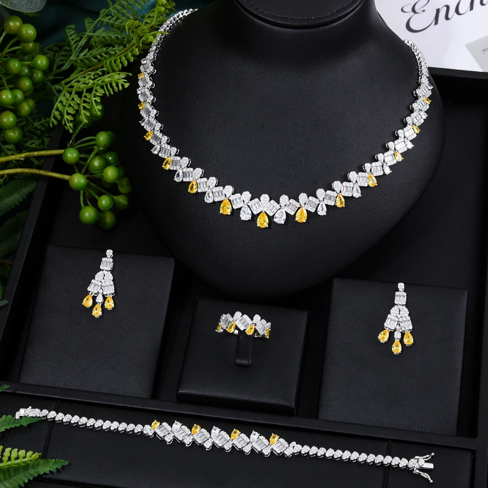 Siscathy 4Pcs/Set Luxury Zircon Geomtry Wedding Jewelry Set For Women Unique Design Rings Collar Female Engagement Accessory
Siscathy 4Pcs/Set Luxury Zircon Geomtry Wedding Jewelry Set For Women Unique Design Rings Collar Female Engagement Accessory
