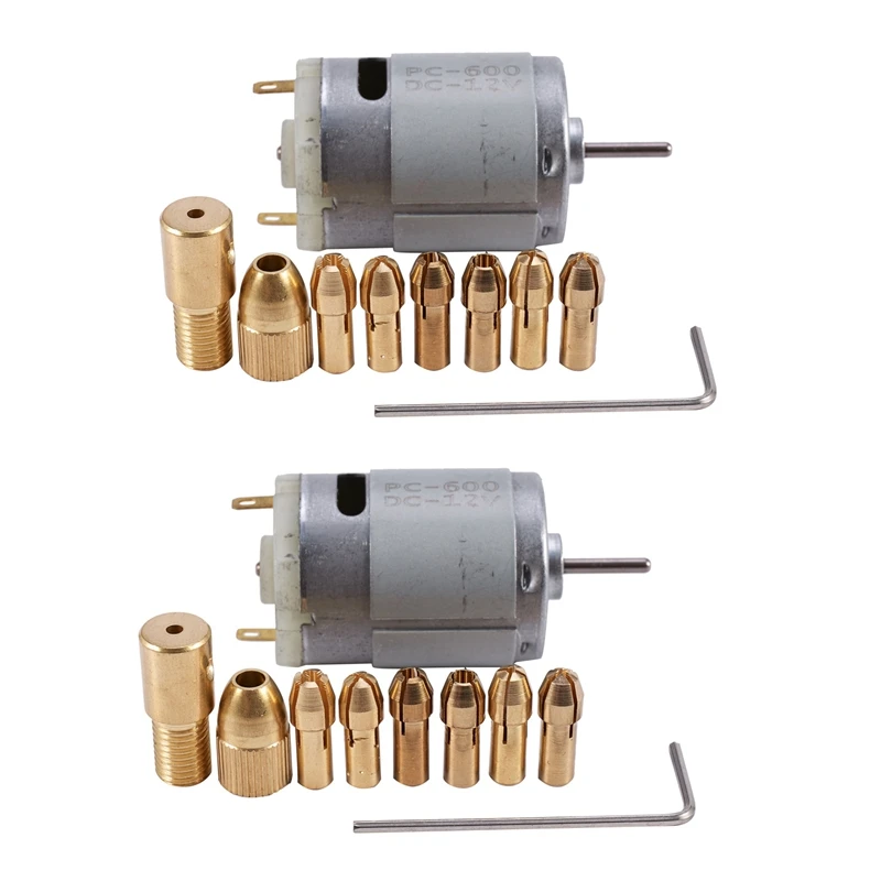 2Pc Dc 12V 500Ma Mirco Motor With 6Pcs 0.5-3.2Mm Drill Collet Electric Pcb Tool Set
2Pc Dc 12V 500Ma Mirco Motor With 6Pcs 0.5-3.2Mm Drill Collet Electric Pcb Tool Set