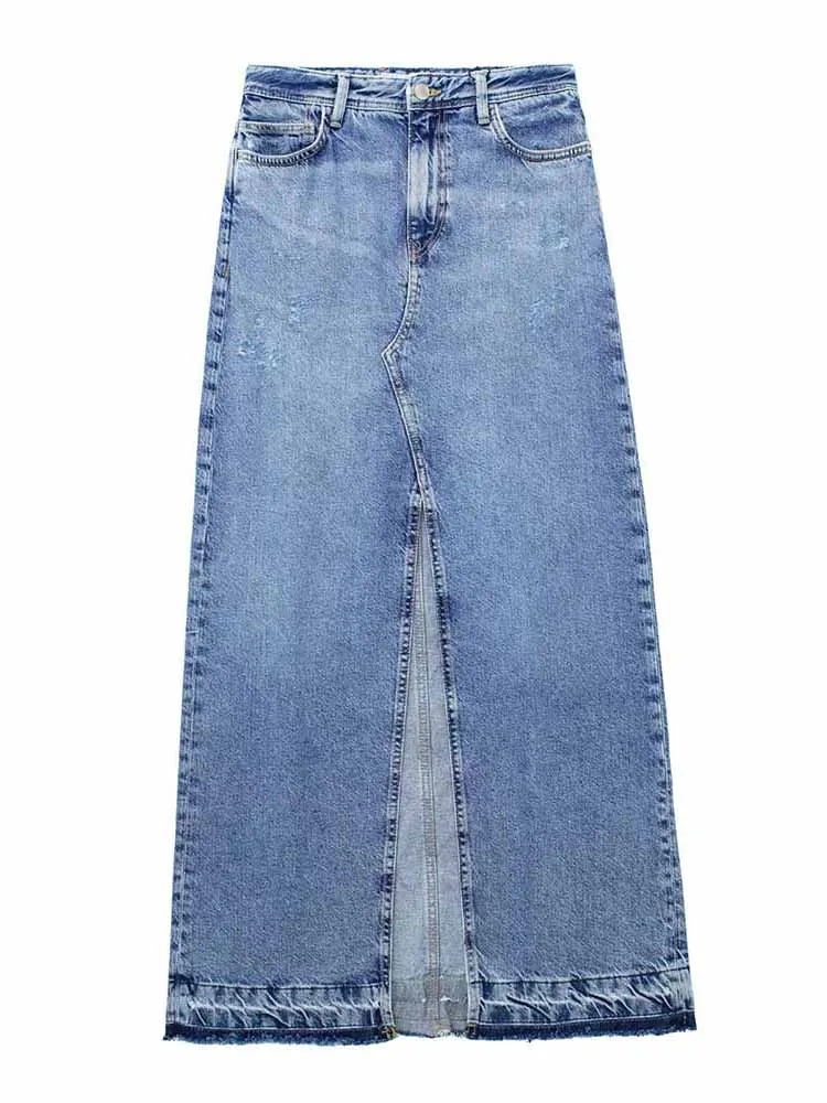 BSK&ZA&TRF Women New Fashion Split design Side Pockets denim Midi Skirt Vintage High Waist Zipper Female Skirts Mujer 6164/034
BSK&ZA&TRF Women New Fashion Split design Side Pockets denim Midi Skirt Vintage High Waist Zipper Female Skirts Mujer 6164/034