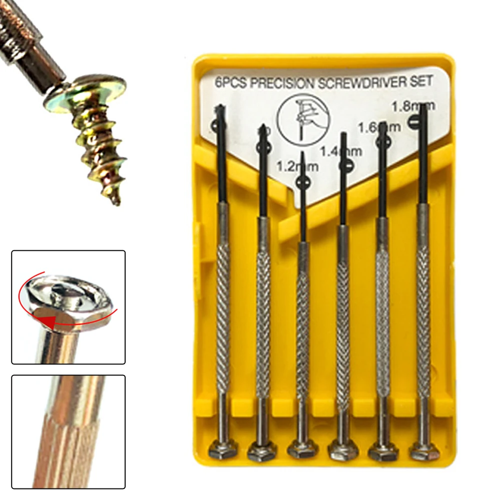 6pcs Precision Screwdriver Set Cross Slotted Nutdrivers For Watch Jewelry Glasses Electronic Small Screw Power Tools Accessories
6pcs Precision Screwdriver Set Cross Slotted Nutdrivers For Watch Jewelry Glasses Electronic Small Screw Power Tools Accessories
