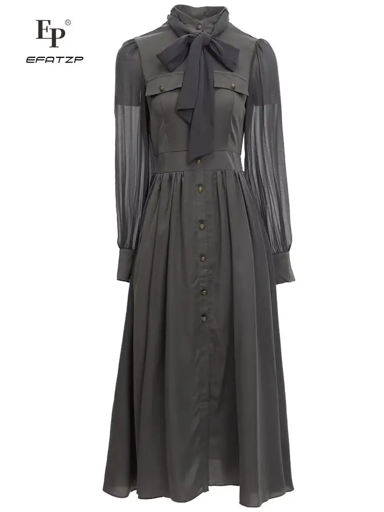 EFATZP Designer High Quality 2022 Autumn New Women's High Street Office Party Fashion Elegant Long Sleeve Button Midi Dress
EFATZP Designer High Quality 2022 Autumn New Women's High Street Office Party Fashion Elegant Long Sleeve Button Midi Dress