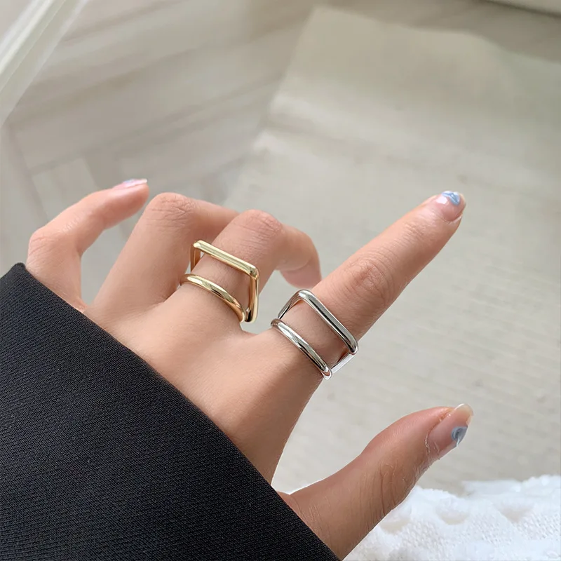 Double Layers Geometric Square Round Metal Gold Silver Color Opening Finger Ring Women Men Punk Personality Fashion Jewelry
Double Layers Geometric Square Round Metal Gold Silver Color Opening Finger Ring Women Men Punk Personality Fashion Jewelry