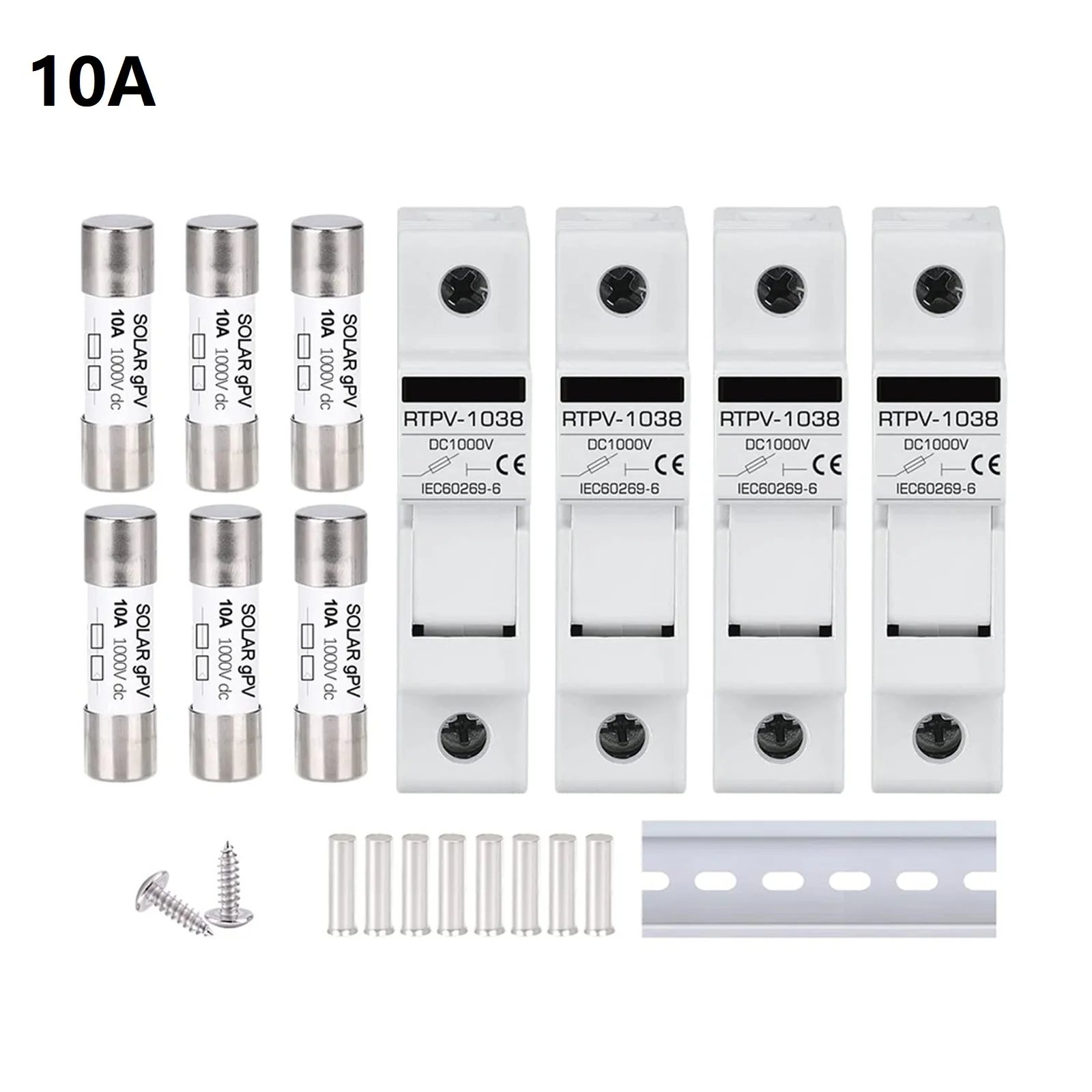 Universal DC Fuse Base PV Fuse Holders Indoors Outdoors 1Set DIN Rail Mounting Photovoltaic Fuse 10/15/20/25/32A
Universal DC Fuse Base PV Fuse Holders Indoors Outdoors 1Set DIN Rail Mounting Photovoltaic Fuse 10/15/20/25/32A