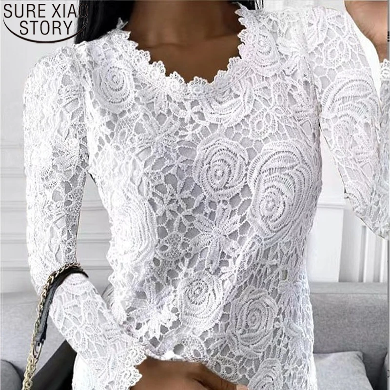 Women Lace Blouse Autumn Round Collar Fashion Ladies Clothing 2022 New Spring Elegant White Long Sleeve Tops Blusa Mujer 22872
Women Lace Blouse Autumn Round Collar Fashion Ladies Clothing 2022 New Spring Elegant White Long Sleeve Tops Blusa Mujer 22872