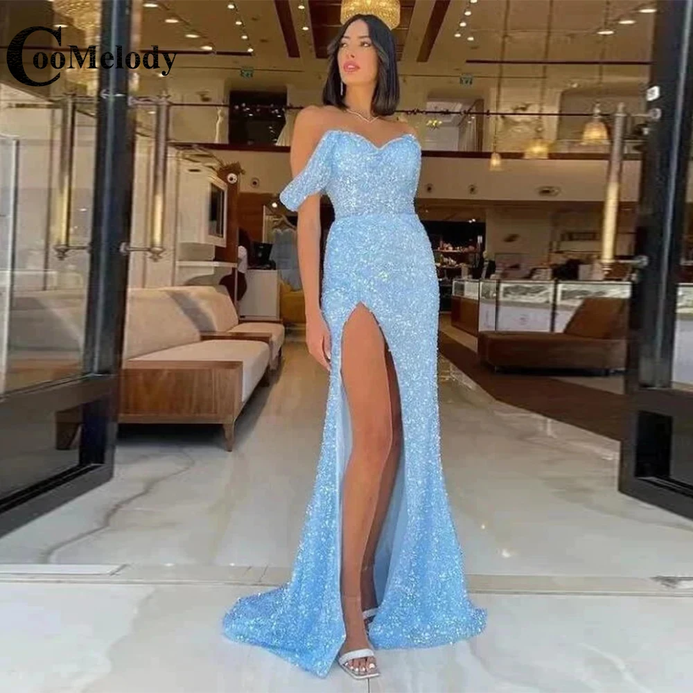 Coomelody Sequins Charming Off the Shoulder Cocktail Gowns Sweetheart Slit Backless Asymmetrical Vestidos De Baile Personalised
Coomelody Sequins Charming Off the Shoulder Cocktail Gowns Sweetheart Slit Backless Asymmetrical Vestidos De Baile Personalised
