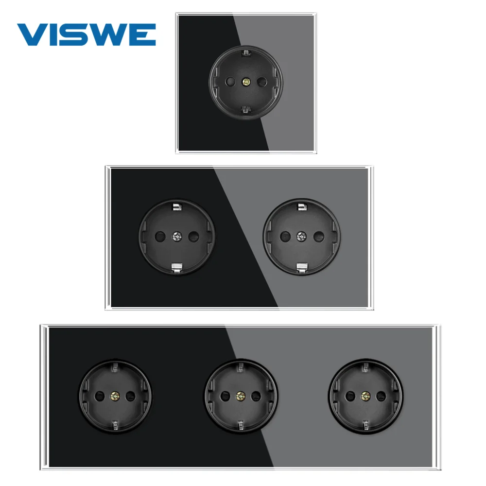 VISWE Electrical Outlets 16A 250V Black Full Mirror Crystal Tempered glass socket EU Wall Socket home
VISWE Electrical Outlets 16A 250V Black Full Mirror Crystal Tempered glass socket EU Wall Socket home