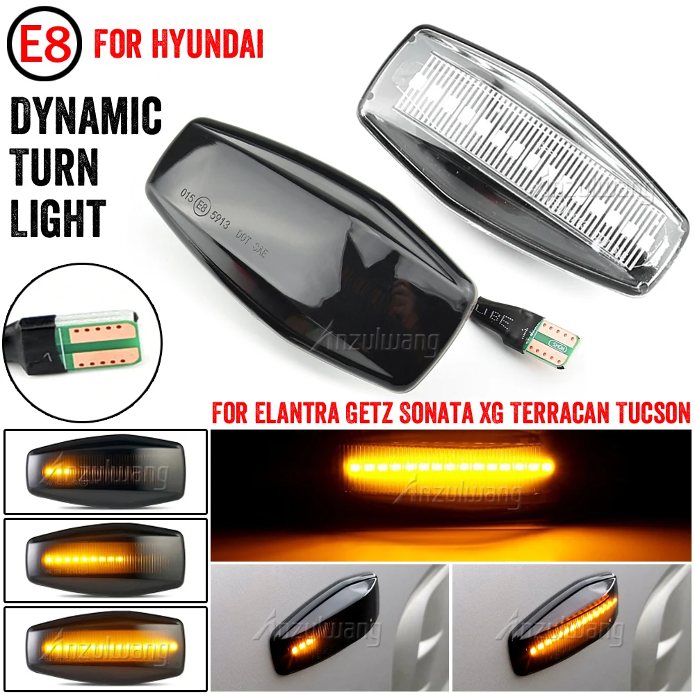 

2x Flowing Dynamic Side Marker LED Turn Signal Light For Hyundai Elantra Getz XG Tucson i10 Sonata Coupe Terracan Matrix Trajet