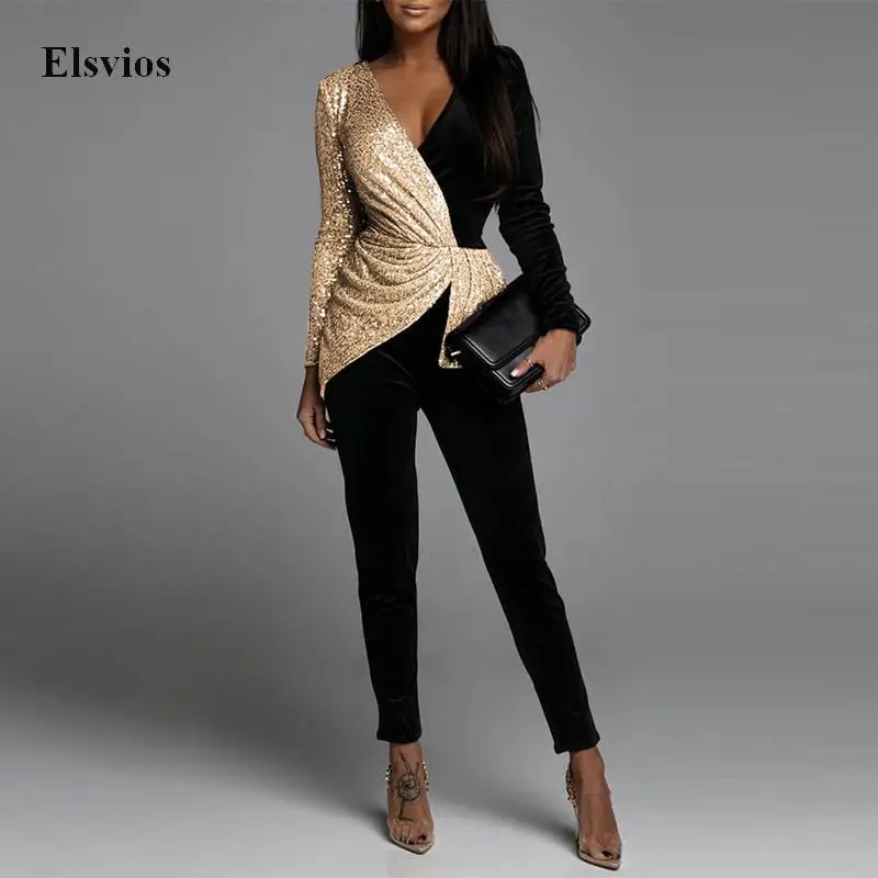 Sexy V Neck Womens Playsuit Bodysuit Elegant Contrast Sequin Shiny Party Jumpsuits Lady Fashion Long Sleeve Slim Romper Overalls
Sexy V Neck Womens Playsuit Bodysuit Elegant Contrast Sequin Shiny Party Jumpsuits Lady Fashion Long Sleeve Slim Romper Overalls