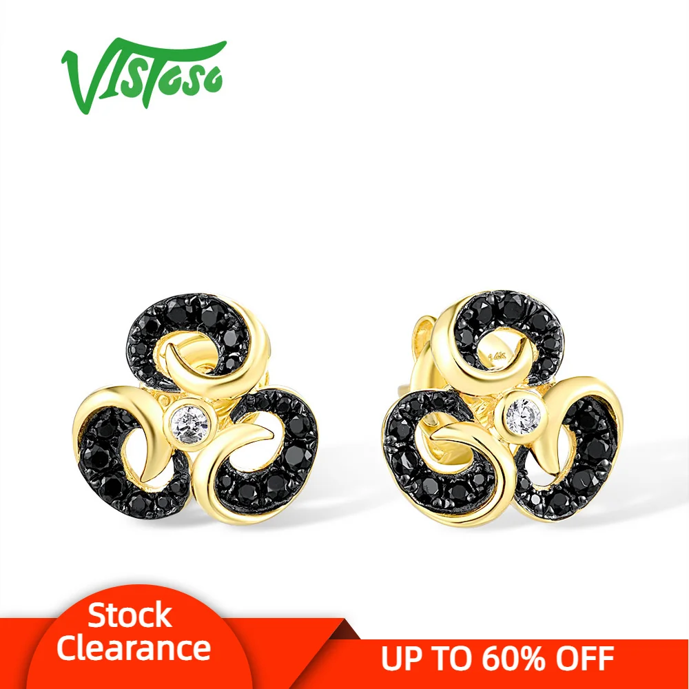 VISTOSO Genuine 14K 585 Yellow Gold Stud Earrings For Women Black Diamond Nature Flower Wedding Gifts Delicate Fine Jewelry
VISTOSO Genuine 14K 585 Yellow Gold Stud Earrings For Women Black Diamond Nature Flower Wedding Gifts Delicate Fine Jewelry