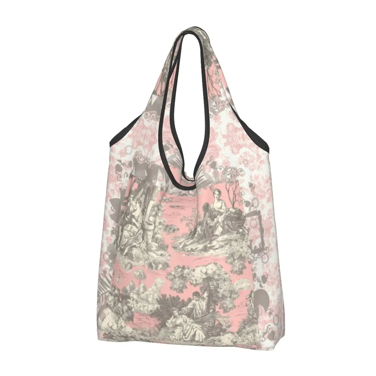 

Холст De Jouy сумки-шопперы для покупки продуктов, женские сумки на заказ с французским цветочным мотивом, сумка-шоппер через плечо, вместитель...