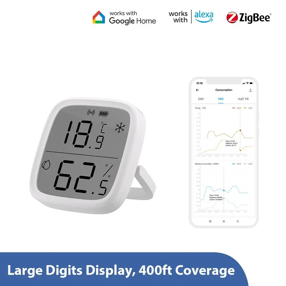 

Смарт-датчик температуры и влажности SONOFF SNZB-02D Zigbee LCD с приложением для удаленного мониторинга в режиме реального времени работает с Alexa Google Home
