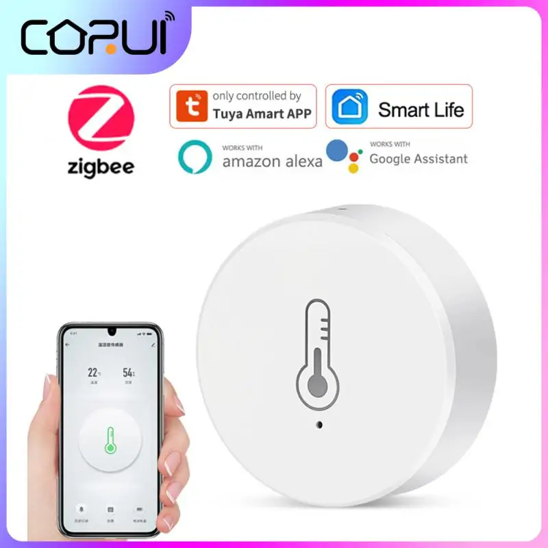 

CORUI Tuya ZigBee 3.0 Smart Temperature And Humidity Sensor Smart Life App Remote Control Work With Alexa Google Home Assistant