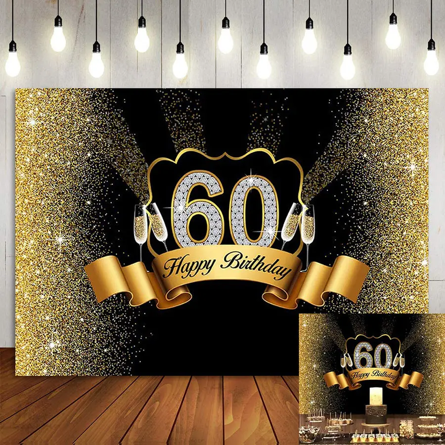 Customized Happy 60th Birthday Backdrop Black Gold Frame Glitter for Photography Background 80 Year Old Party Table Banner Photo
Customized Happy 60th Birthday Backdrop Black Gold Frame Glitter for Photography Background 80 Year Old Party Table Banner Photo