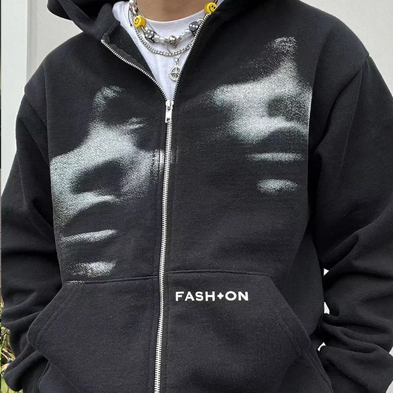Zip Hoodie Men Women Y2K clothing Hoodie Fashion Hoodies Goth Black face Print Long Sleeve Sweatshirt Oversized Tops
Zip Hoodie Men Women Y2K clothing Hoodie Fashion Hoodies Goth Black face Print Long Sleeve Sweatshirt Oversized Tops