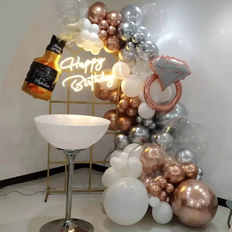 

112pcs/set Whiskey Bottle Balloons Garland Arch Kit Rose Gold Silver Latex Ballon Adults Boys Birthday Party Decoration Supplies