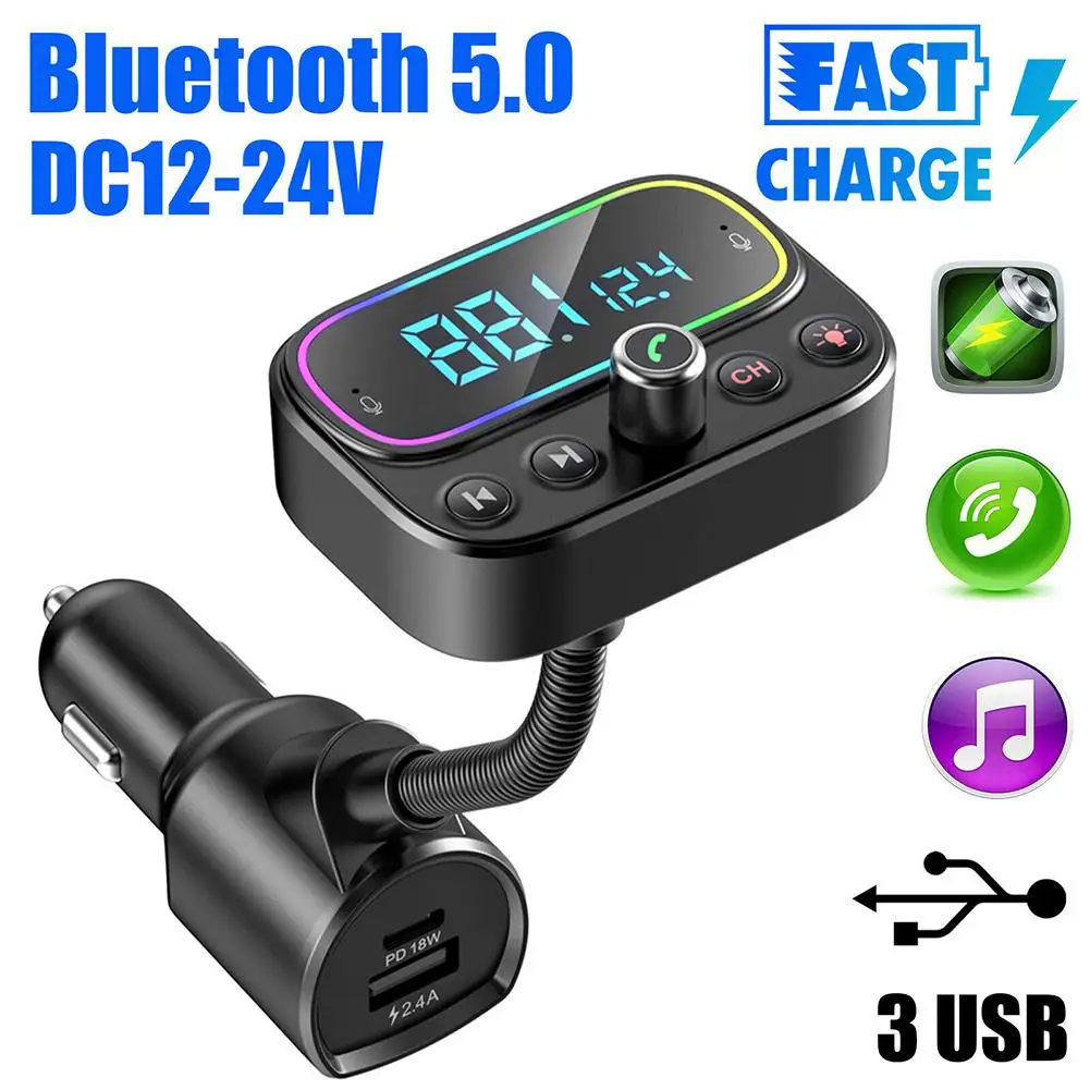 T67 Car Bluetooth-compatible Mp3 Player Fm Transmitter Hands-free Calling Fast Charging Car Charger Qc3.0 Aux Radio Adapter
T67 Car Bluetooth-compatible Mp3 Player Fm Transmitter Hands-free Calling Fast Charging Car Charger Qc3.0 Aux Radio Adapter