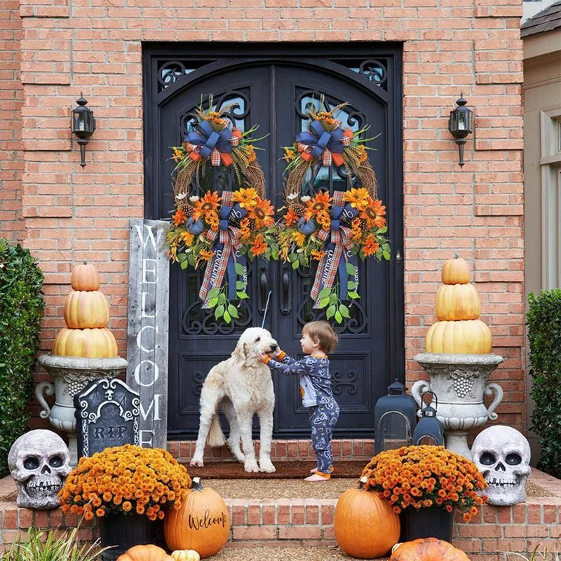 Simulation Garland Front Door Wreath Pendant Thanksgiving Christmas Decoration Wreaths Door Hanging Home Yard Decor
Simulation Garland Front Door Wreath Pendant Thanksgiving Christmas Decoration Wreaths Door Hanging Home Yard Decor