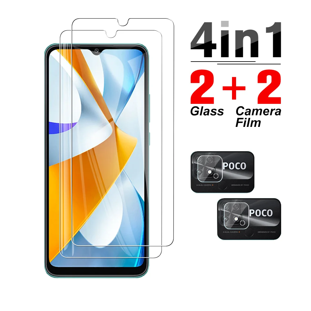 

4 в 1, защитная пленка для объектива камеры Xiaomi Poco C40, закаленное стекло Xiomi PocoC PocoC40 Poko C 40, передняя крышка, защитная пленка