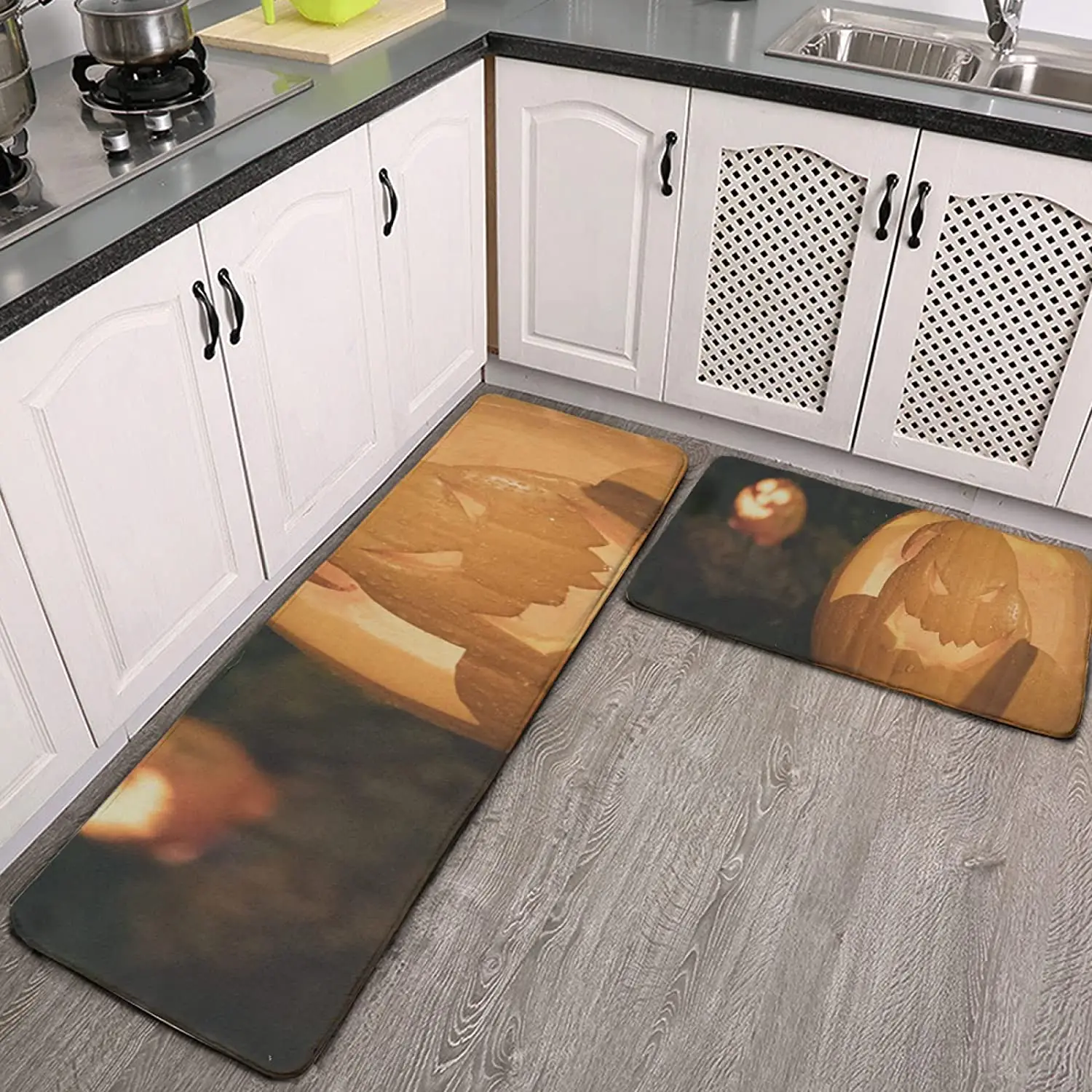 Kitchen Mat Set of 2 Spooky Halloween Pumpkin Anti Fatigue Waterproof Cushioned Soft Kitchen Rugs Non-Slip Comfort Floor Runner
Kitchen Mat Set of 2 Spooky Halloween Pumpkin Anti Fatigue Waterproof Cushioned Soft Kitchen Rugs Non-Slip Comfort Floor Runner