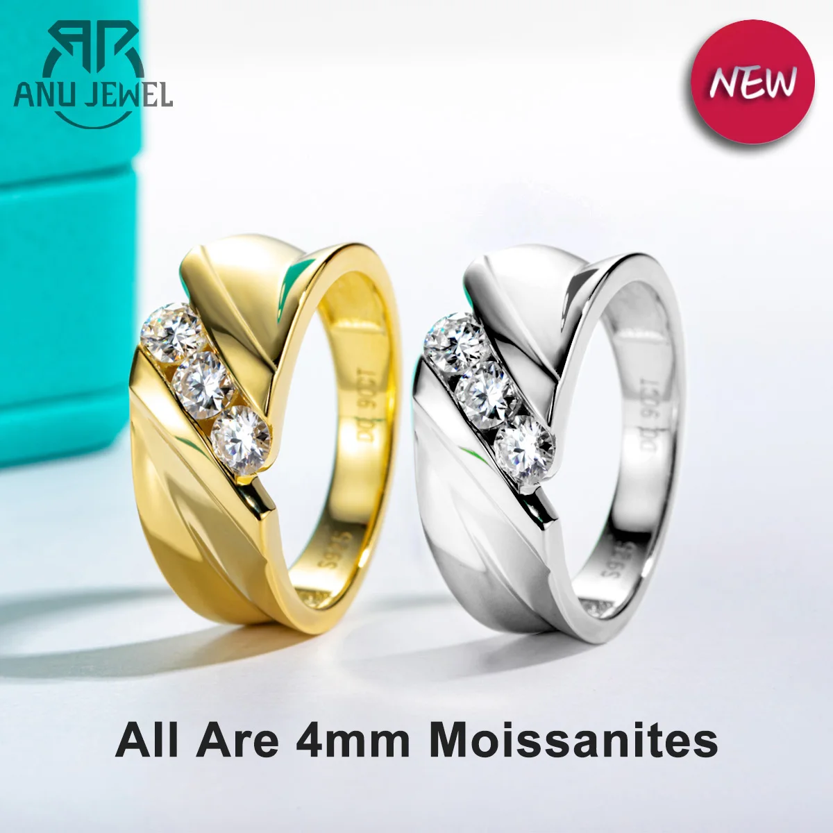 AnuJewel 4mm D Color Moissanite Men' s Wedding Band Ring 925 Sterling Silver 18k Gold Plated Lab Created Diamond Band Ring
AnuJewel 4mm D Color Moissanite Men' s Wedding Band Ring 925 Sterling Silver 18k Gold Plated Lab Created Diamond Band Ring