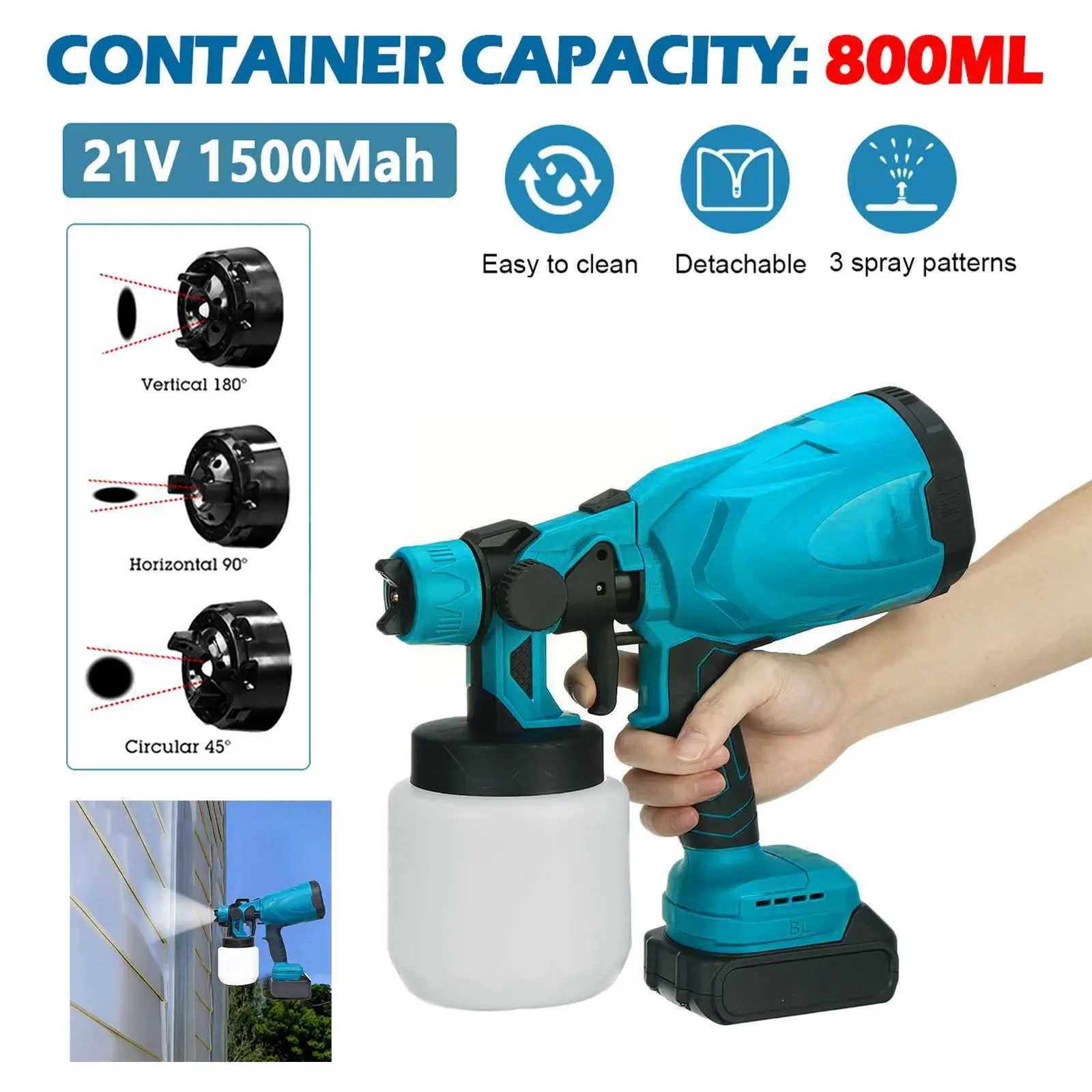 800ml Electric Spray Gun Cordless Paint Sprayer Auto Furniture Sprayer Easy Paint Steel Coating Airbrush U6K0
800ml Electric Spray Gun Cordless Paint Sprayer Auto Furniture Sprayer Easy Paint Steel Coating Airbrush U6K0