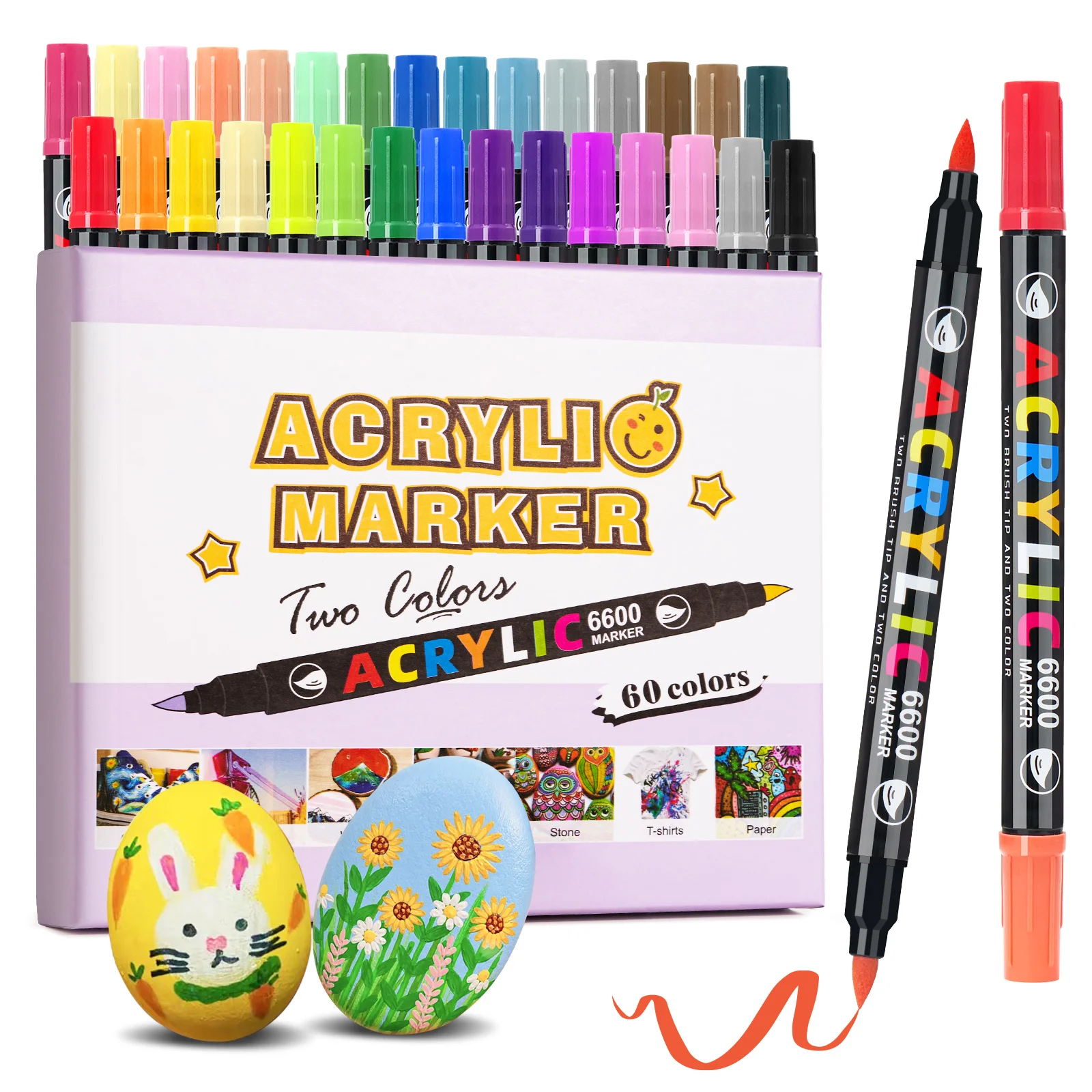 60 Colors Acrylic Marker Dual Brush Tip & Dual Color Paint Pens Available On Rock Glass Canvas Metal Ceramic Mug Wood Plastic
60 Colors Acrylic Marker Dual Brush Tip & Dual Color Paint Pens Available On Rock Glass Canvas Metal Ceramic Mug Wood Plastic