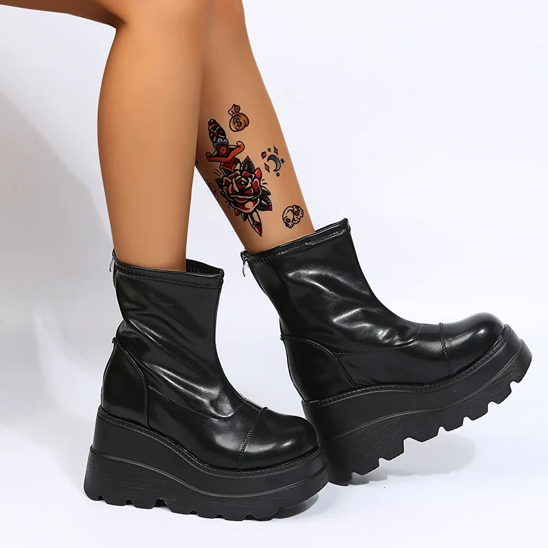 Platform Boots Goth Shoes Goth Boots Chunky Platform Boots for Women Round Toe Zip High Heel Combat Motorcycle Wedge Ankle Boots
Platform Boots Goth Shoes Goth Boots Chunky Platform Boots for Women Round Toe Zip High Heel Combat Motorcycle Wedge Ankle Boots