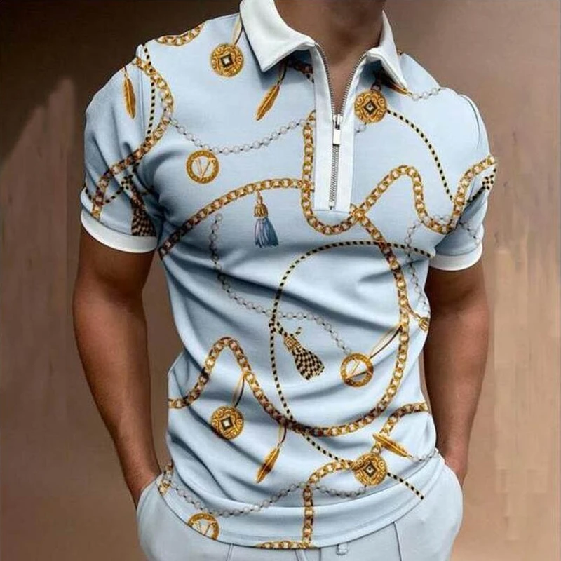 New Luxury Men's Clothing Polo Shirts Gold Rope Casual Plaid Print Short Sleeve Tee Shirt Men Turn-Down Collar Zipper Polos Tops
New Luxury Men's Clothing Polo Shirts Gold Rope Casual Plaid Print Short Sleeve Tee Shirt Men Turn-Down Collar Zipper Polos Tops