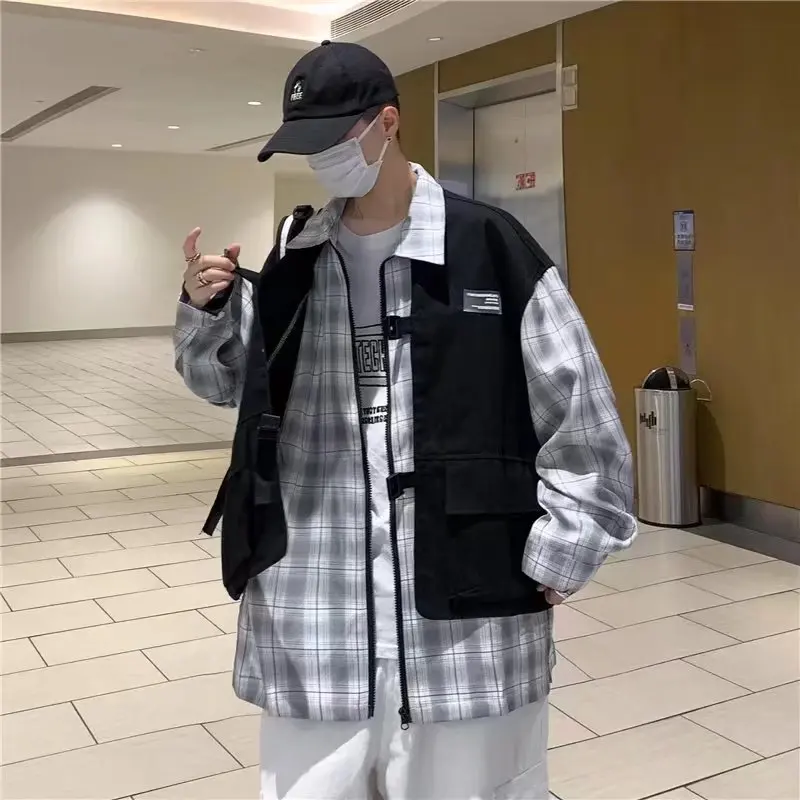 Hong Kong style shirt long-sleeved men's spring and autumn ins trend shirt design sense niche fake two-piece plaid Japanese coat
Hong Kong style shirt long-sleeved men's spring and autumn ins trend shirt design sense niche fake two-piece plaid Japanese coat
