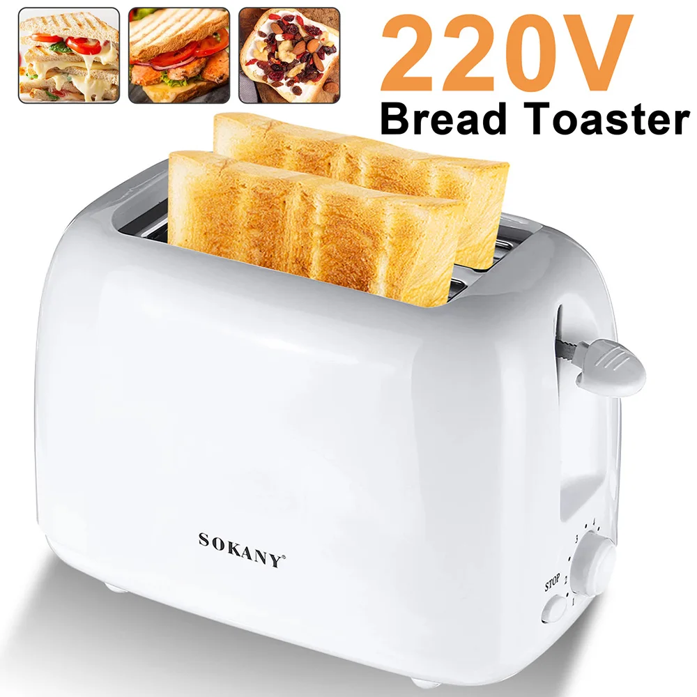 

Мини-тостер для хлеба, 220 В, машина для завтрака, 2 ломтика, автоматический тостер для быстрого приготовления завтрака, тепловая сэндвич-маши...