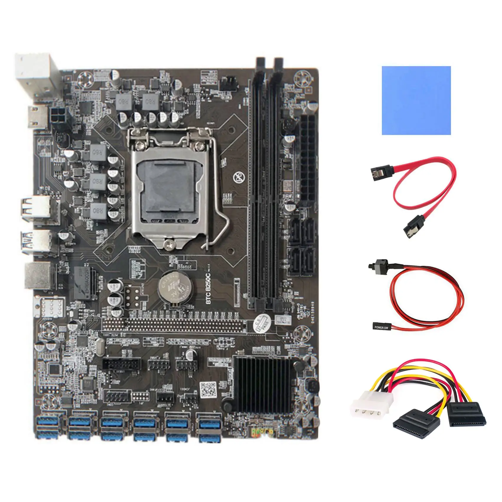Материнская плата для майнинга B250C + термопанель + 4-контактный кабель SATA + кабель переключения + кабель SATA 12 PCIE в разъем для графической карты ...
Материнская плата для майнинга B250C + термопанель + 4-контактный кабель SATA + кабель переключения + кабель SATA 12 PCIE в разъем для графической карты ...