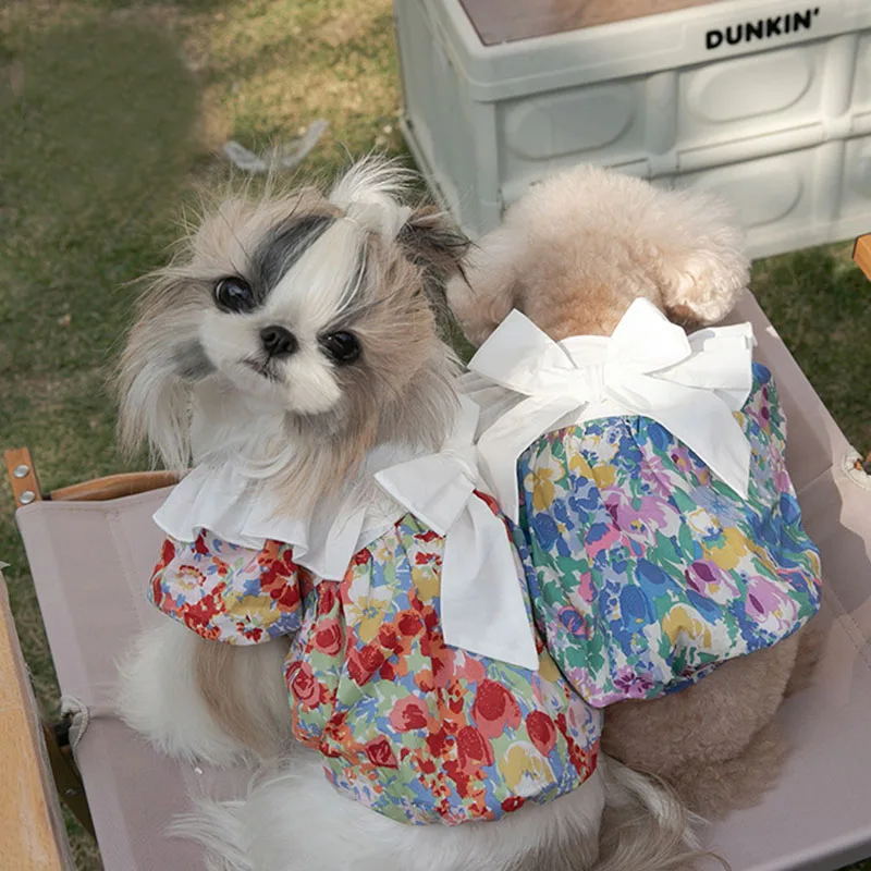 Spring Dog Clothes Garden Print Dog Skirts Pet Clothes Cat and Dog Clothing Teddy Bichon Coats Puppy Clothes Summer Pet Skirts 
Spring Dog Clothes Garden Print Dog Skirts Pet Clothes Cat and Dog Clothing Teddy Bichon Coats Puppy Clothes Summer Pet Skirts