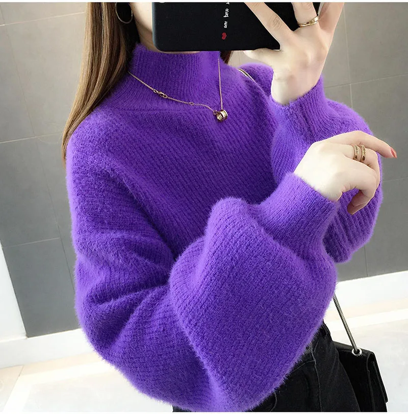 thickened mohair women's sweater turtleneck soft lantern sleeve short pullover fashion semi-high collar knitted bottoming shirt
thickened mohair women's sweater turtleneck soft lantern sleeve short pullover fashion semi-high collar knitted bottoming shirt