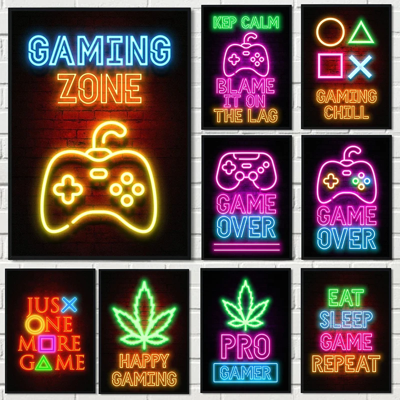 Neon Sleep Gamer Art Canvas Painting Wall Art Poster Game Repeat Gaming Prints Picture for Kids Boys Room Decorative Playroom
Neon Sleep Gamer Art Canvas Painting Wall Art Poster Game Repeat Gaming Prints Picture for Kids Boys Room Decorative Playroom