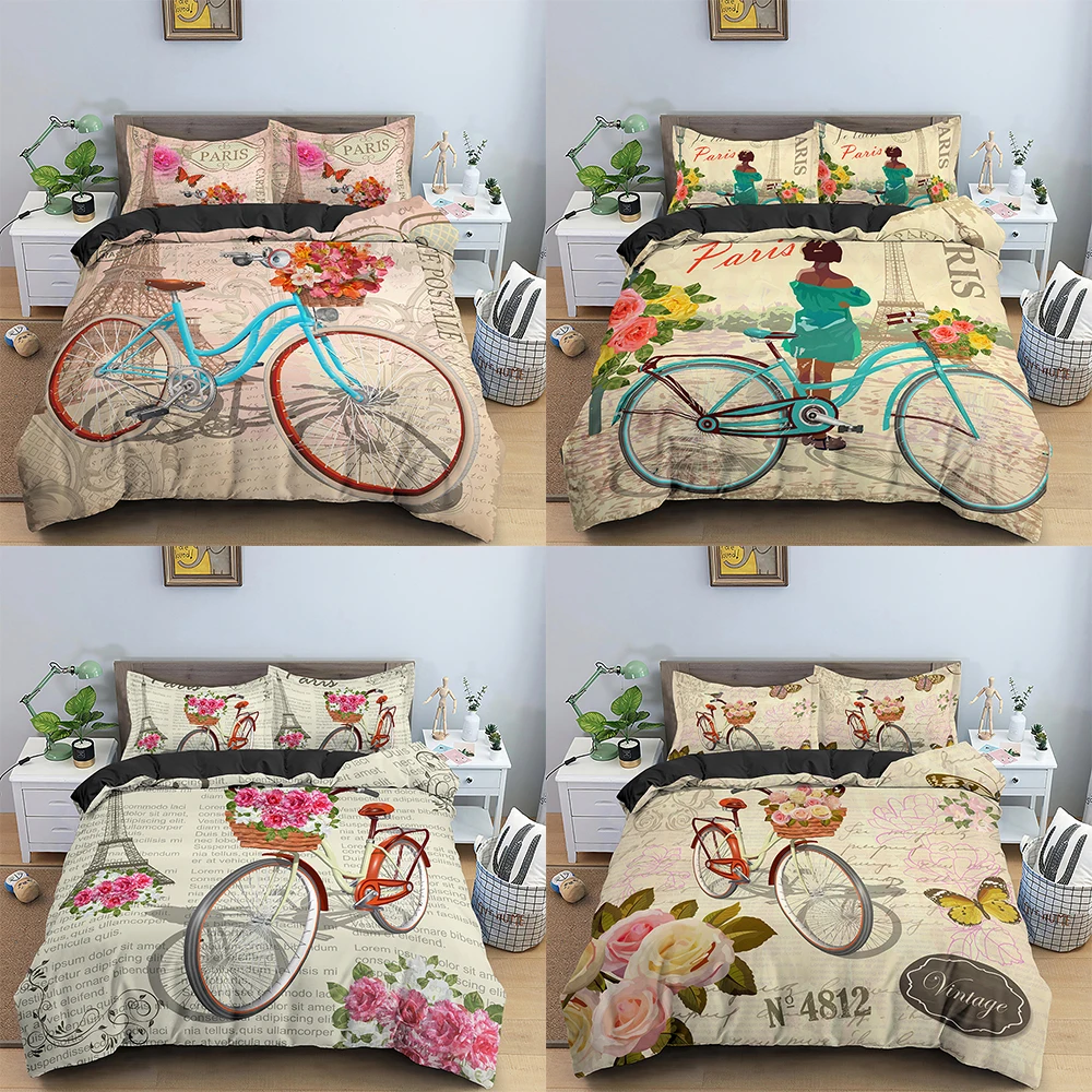 Modern Romantic Pattern Bedding Set Bike And Flower Duvet Cover 2/3pcs Single Size Microfiber Quilt Cover For Teen Bedroom Decor
Modern Romantic Pattern Bedding Set Bike And Flower Duvet Cover 2/3pcs Single Size Microfiber Quilt Cover For Teen Bedroom Decor