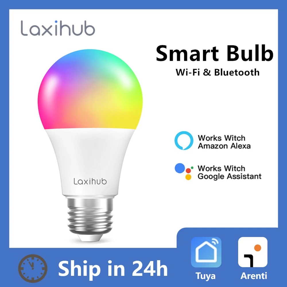 

Laxihub Smart Light Bulb Tuya Wifi Bulb RGB 5W 9W Color Changing LED Light E14 C37 110V 220V APP Compatible Alexa Google Home