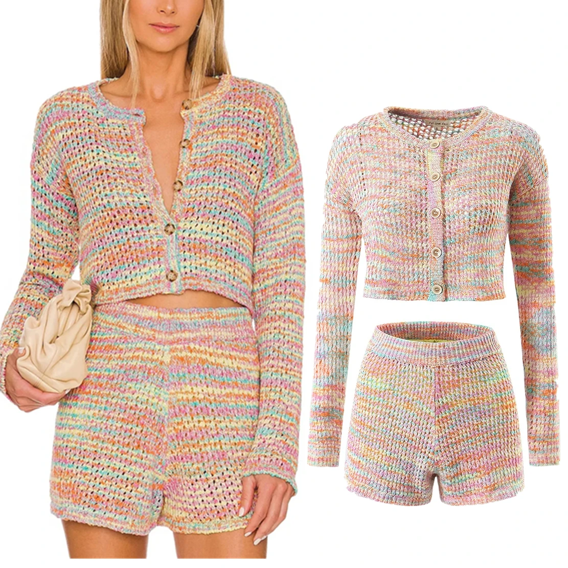 Maxdutti Ins Fashion Harem Shorts Blogger Vintage Gradient Single breasted Knitted Cardigans Women Casual Bermuda Sets Women
Maxdutti Ins Fashion Harem Shorts Blogger Vintage Gradient Single breasted Knitted Cardigans Women Casual Bermuda Sets Women