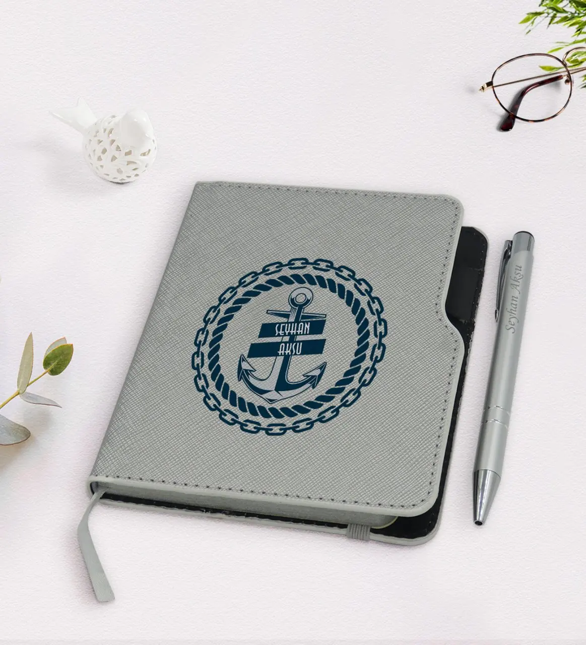 Personalized Custom Anchor Design Gray Thermo Leather Notebook Pen Seti-2
Personalized Custom Anchor Design Gray Thermo Leather Notebook Pen Seti-2