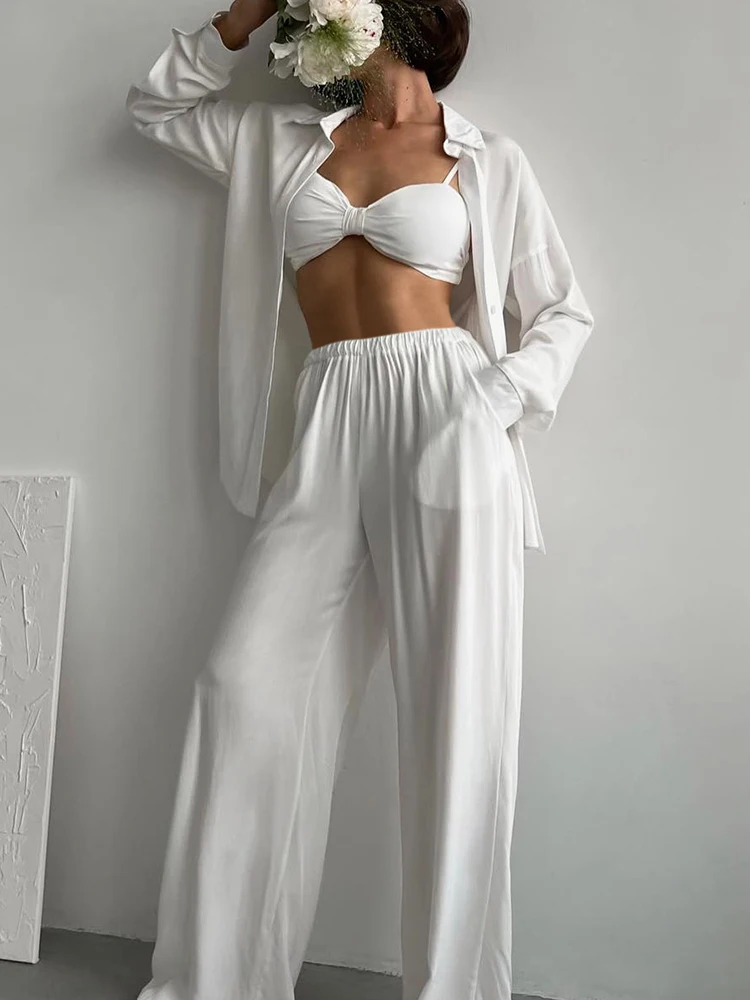 Linad Loose Women's Home Clothes 3 Piece Sets Long Sleeve Sleepwear Female Spaghetti Strap Bra Casual Trouser Suits Spring 2023
Linad Loose Women's Home Clothes 3 Piece Sets Long Sleeve Sleepwear Female Spaghetti Strap Bra Casual Trouser Suits Spring 2023