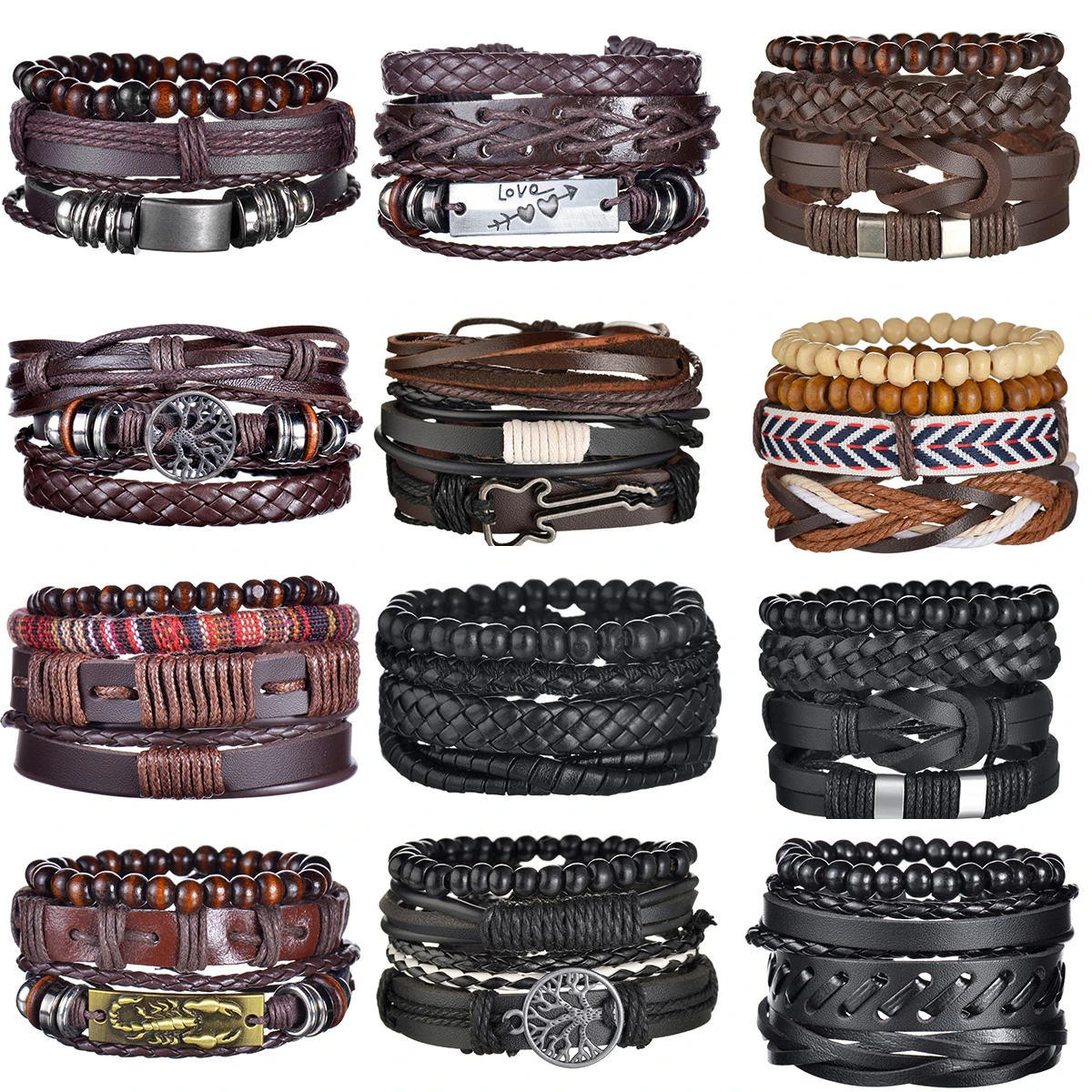 Trendy Vintage Handmade Multilayer Leather Braid Bracelets Tree Heart Shape For Men Women Birthday Gift Wood Beads Bangles
Trendy Vintage Handmade Multilayer Leather Braid Bracelets Tree Heart Shape For Men Women Birthday Gift Wood Beads Bangles