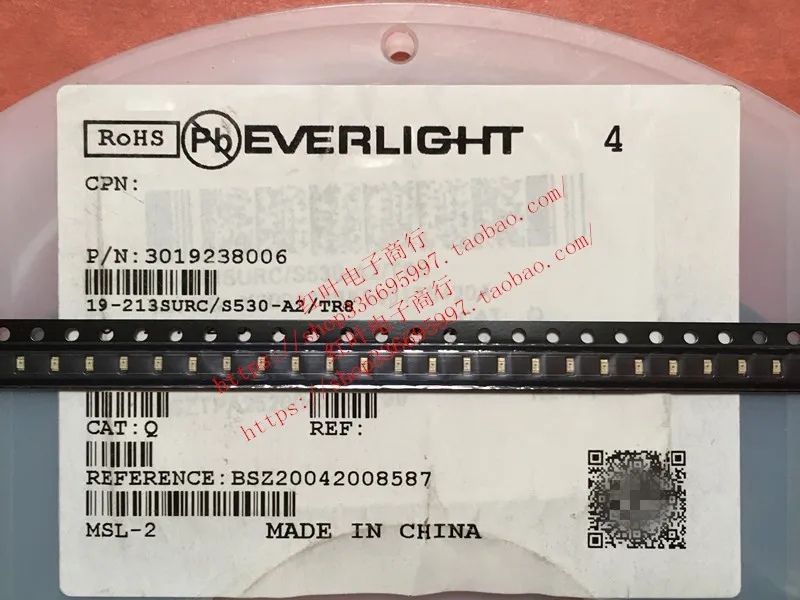 

100PCS/ 19-213SURC/S530-A2/TR8 Everlight SMD Light Emitting Tube 0603 Bright Red LED Lamp Beads