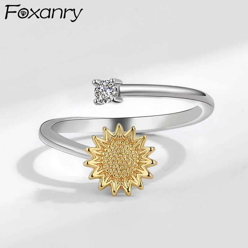 FOXANRY 925 Sterling Silver Flower Rings for Women Couples Spring New Fashion Creative Turnable Sunflower Ring Set Party Jewelry
FOXANRY 925 Sterling Silver Flower Rings for Women Couples Spring New Fashion Creative Turnable Sunflower Ring Set Party Jewelry