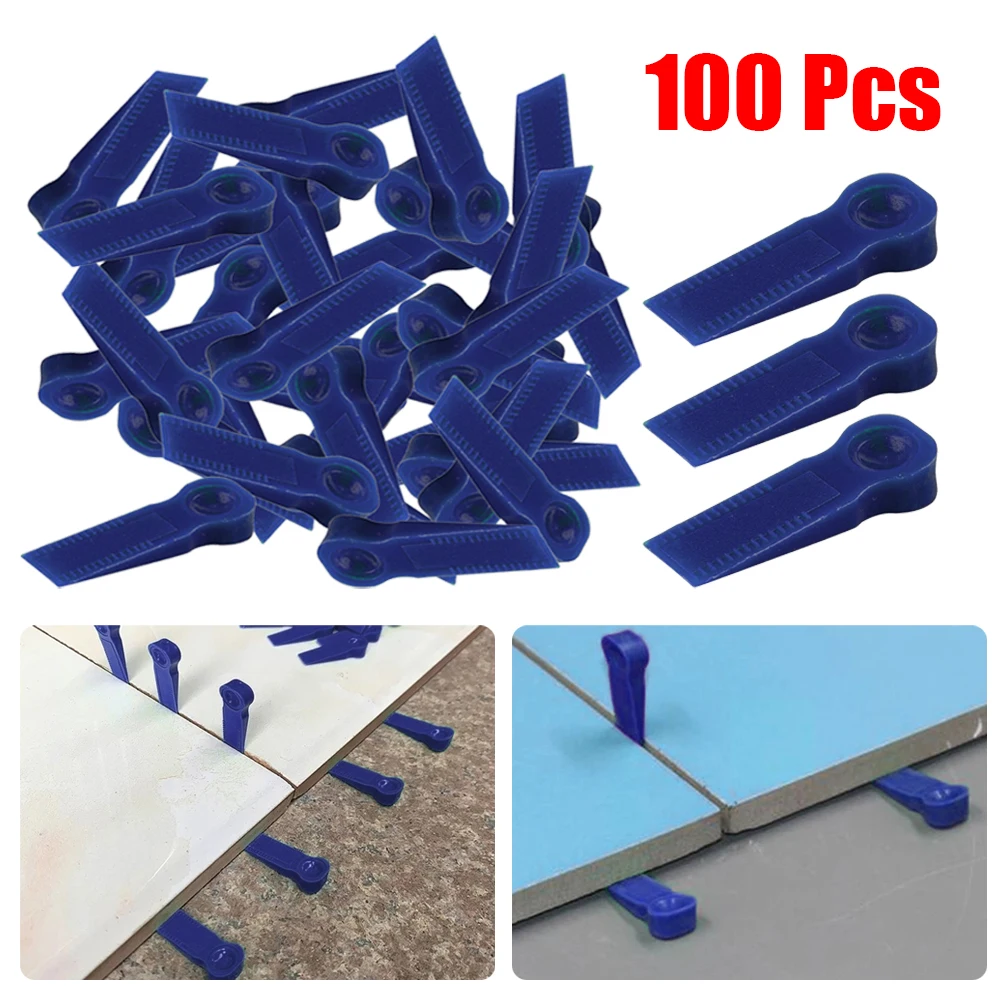 

100Pcs Tile Adjustment Wedge Tile Leveling System Locator Spacers Reusable Plastic Tile Spacers Positioning Clips Tile Tool