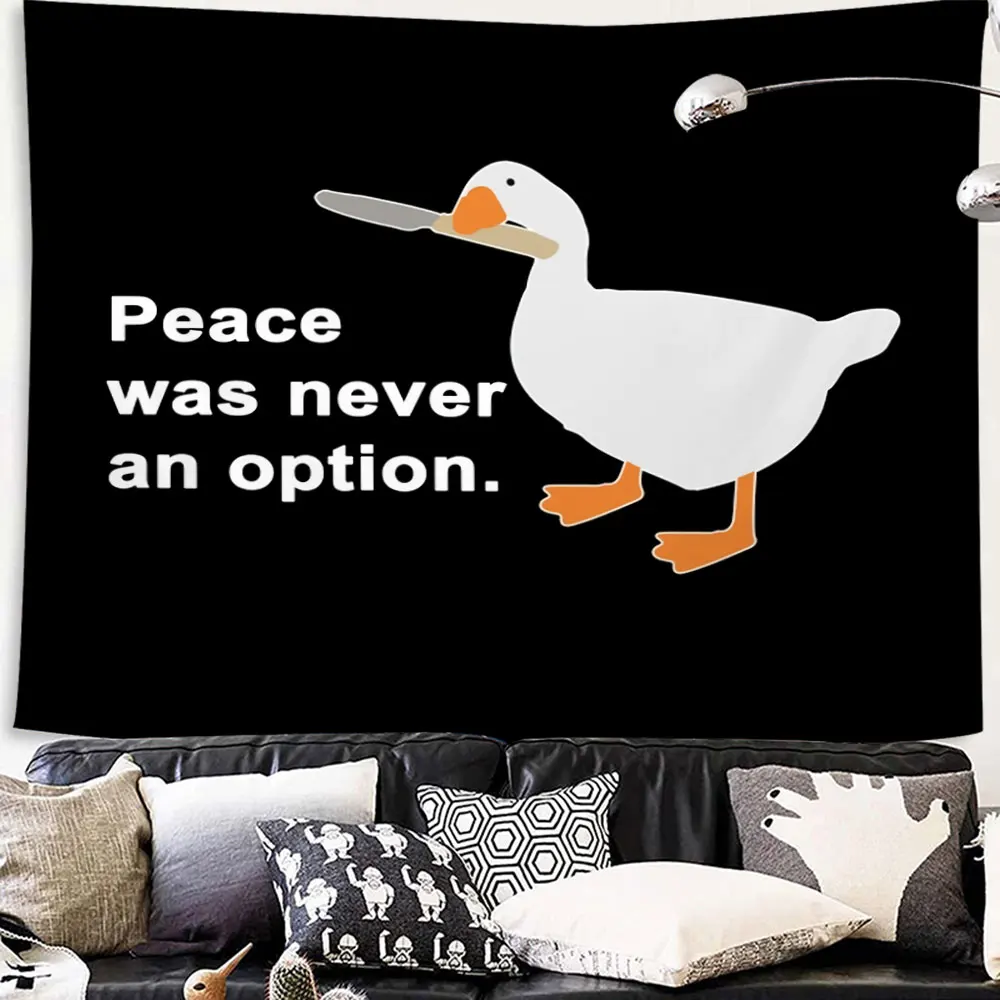 

Peace Was Never An Option Goose Tapestry Wall Hanging Aesthetic Meme Tapestry Cloth Teen Girl Room Funny Living Room Home Decor