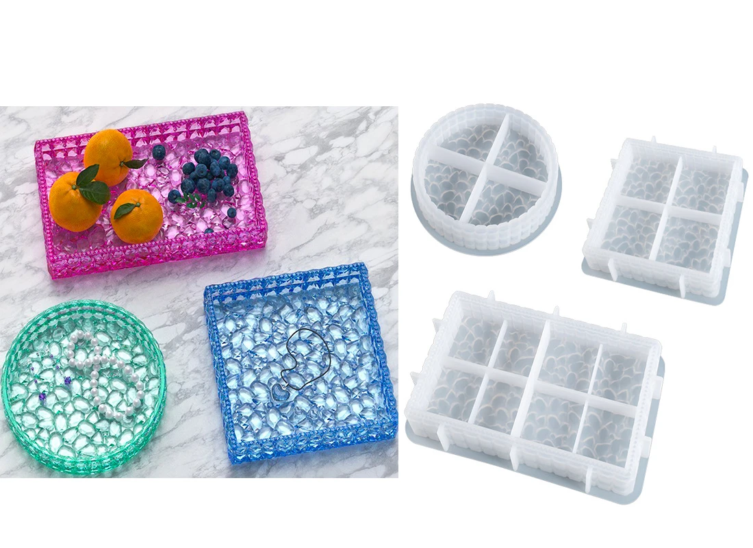 Crystal Tray Dried Flower Resin epoxy Decorative Craft DIY plate diamond pattern storage box round rectangular silicone mold
Crystal Tray Dried Flower Resin epoxy Decorative Craft DIY plate diamond pattern storage box round rectangular silicone mold