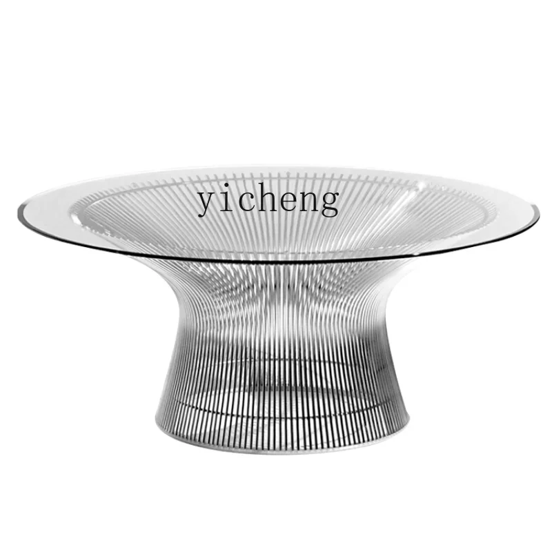 Журнальный столик XL Platner из нержавеющей стали стеклянный круглый стол для отдыха