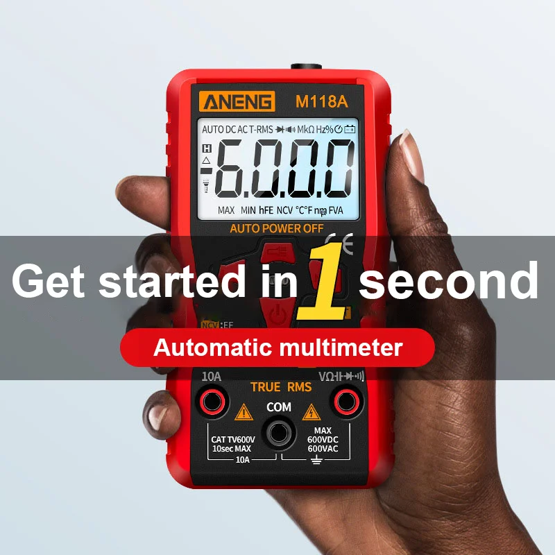 M118A Multimeter Tester 6000 Counts True Rms NCV Data Hold Flashlight Auto Range AC/DC Current Voltage Tester Multimetro Digital
M118A Multimeter Tester 6000 Counts True Rms NCV Data Hold Flashlight Auto Range AC/DC Current Voltage Tester Multimetro Digital