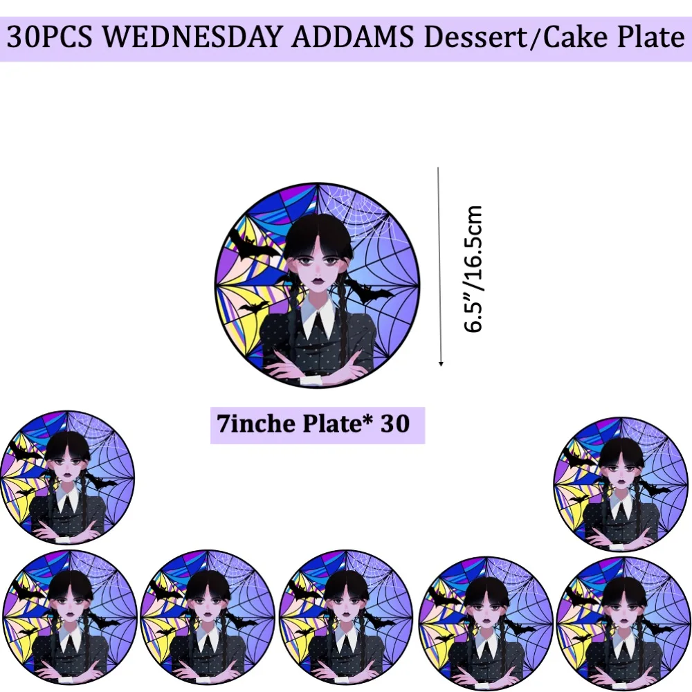 Wednesday Addams 30pcs 7inches Plates Disposable Decoration Party Set for Anniversary Wedding Children College School Home Event
Wednesday Addams 30pcs 7inches Plates Disposable Decoration Party Set for Anniversary Wedding Children College School Home Event