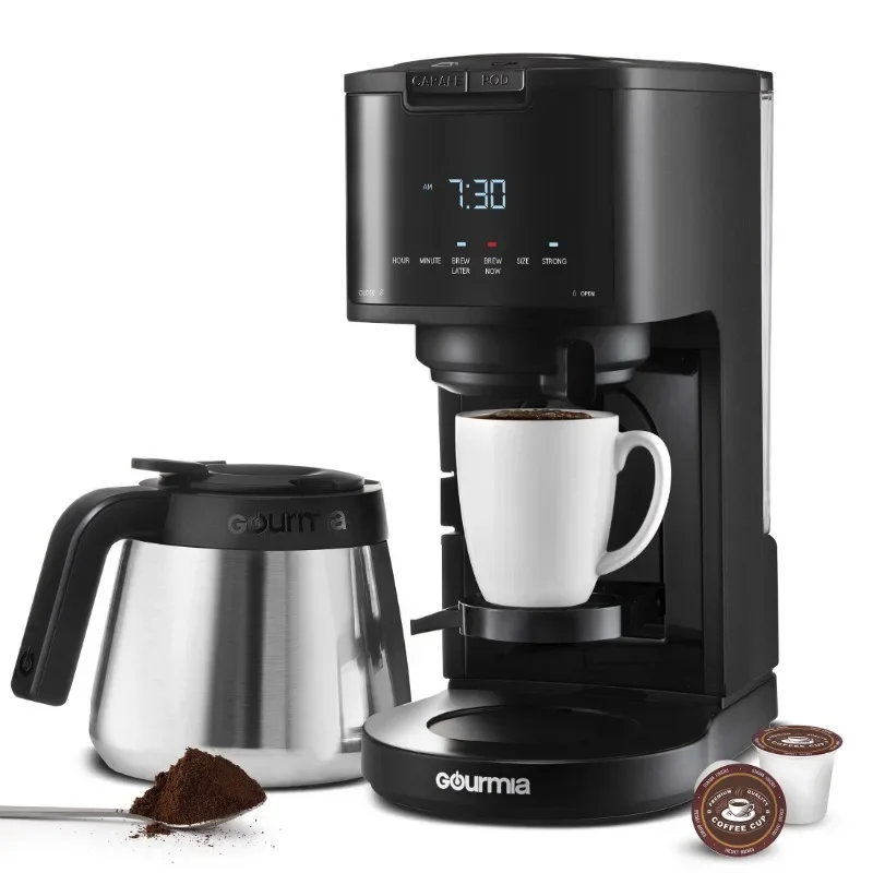New Gourmia Single Serve + 12 Cup Drip Coffee Maker, Thermal Carafe Coffee Shop/Coffee Makers
New Gourmia Single Serve + 12 Cup Drip Coffee Maker, Thermal Carafe Coffee Shop/Coffee Makers